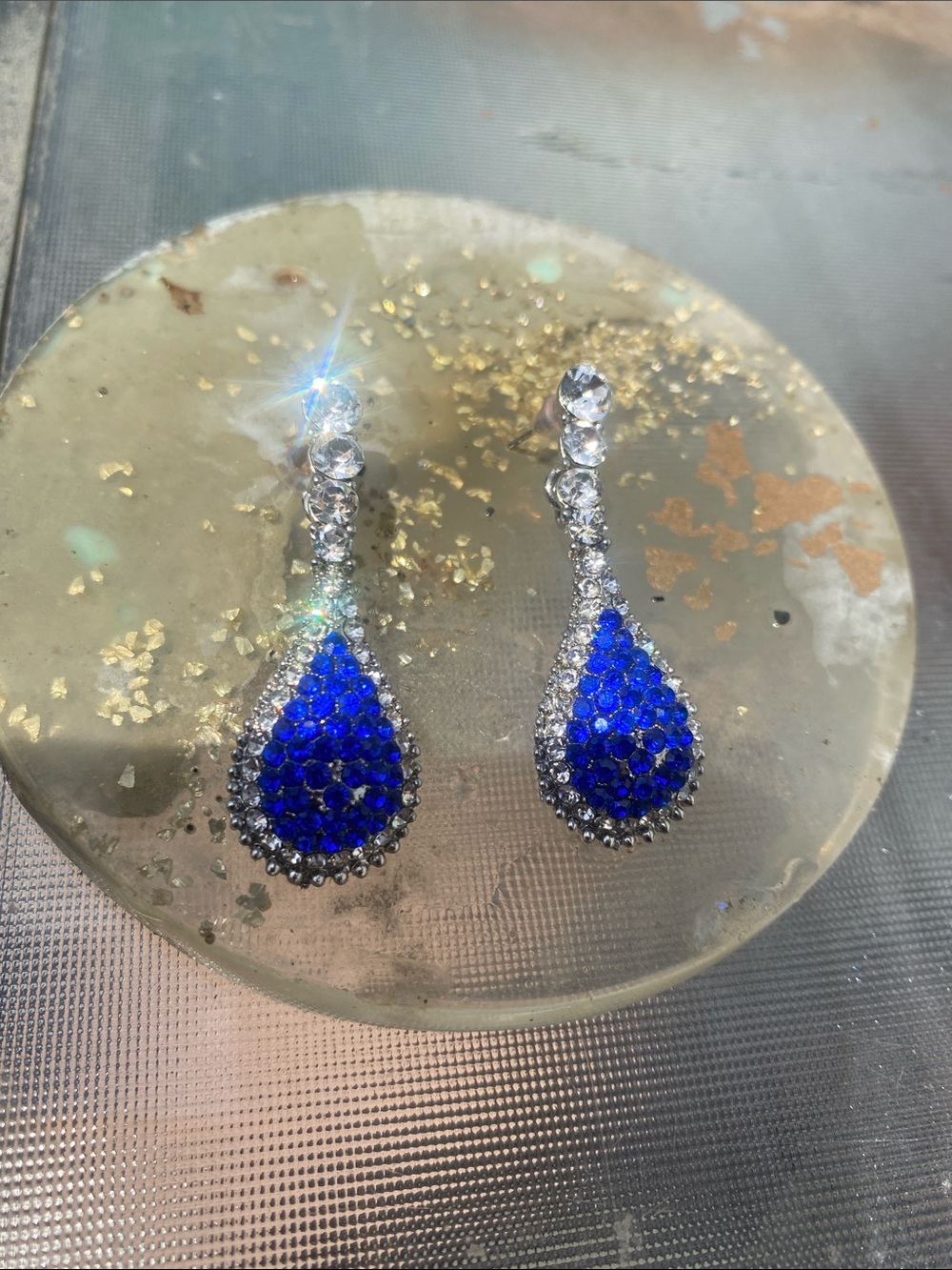 Elegant Blue Teardrop Crystal Drop Earrings - Women Jewelrytlr ya